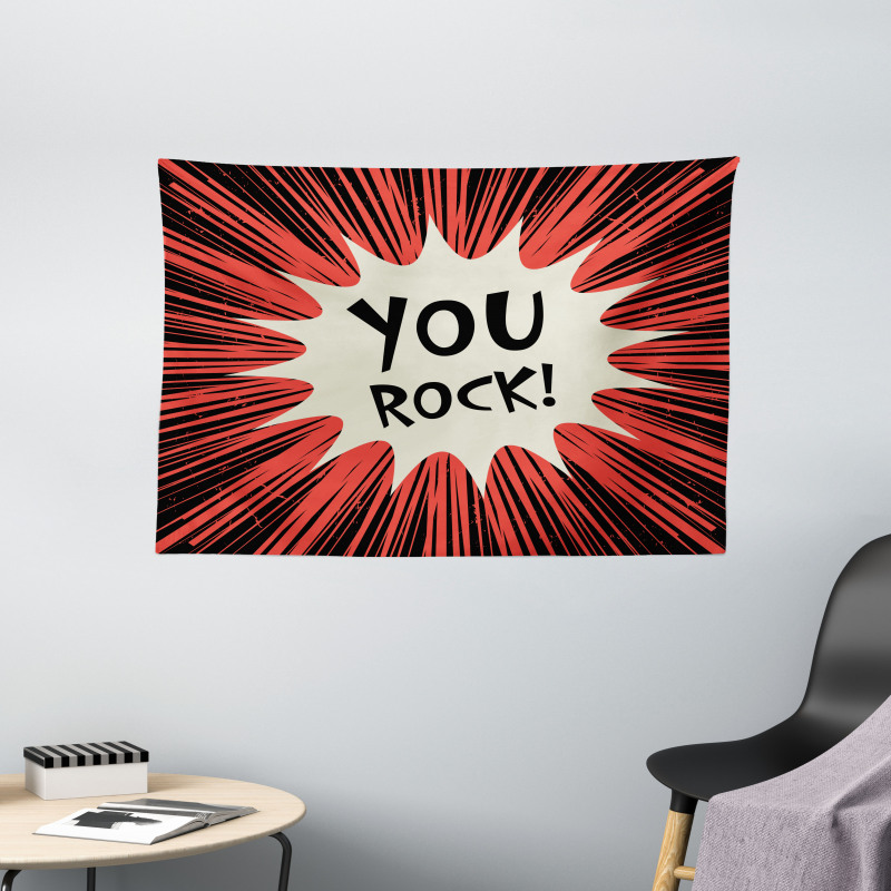 Comic Text Bubble Graphic Wide Tapestry