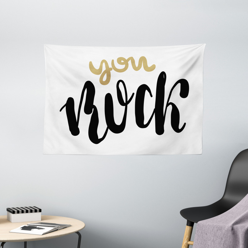 Cursive Inspirational Art Wide Tapestry