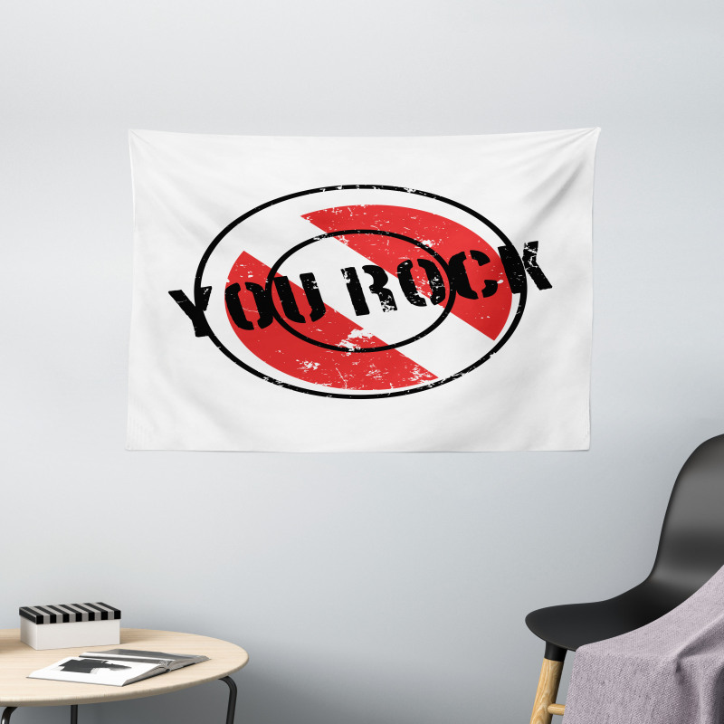 Grunge Look Stamp Graphic Wide Tapestry