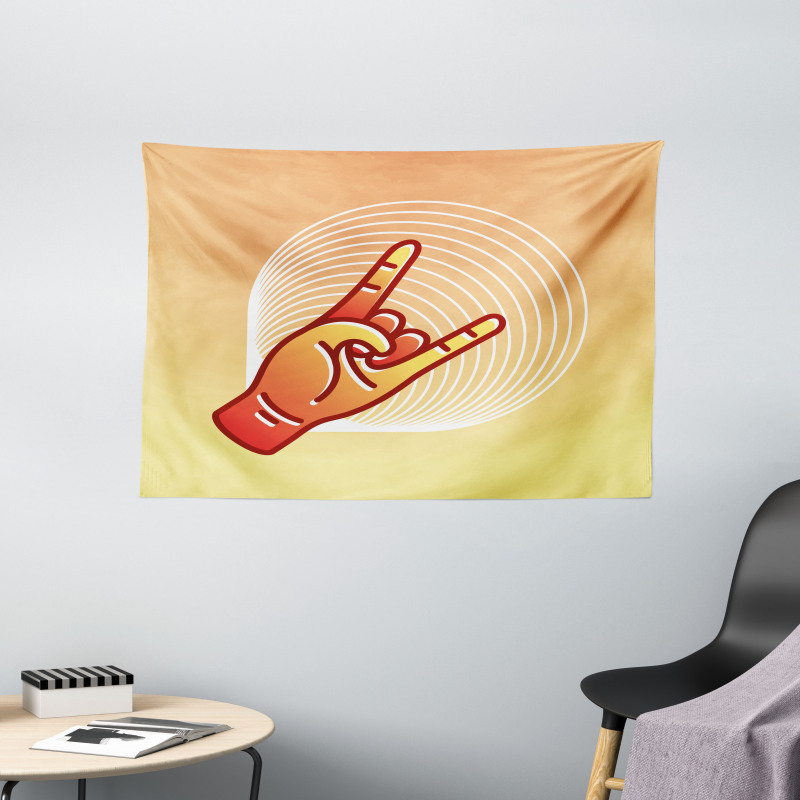 Sign of the Horns Graphic Wide Tapestry