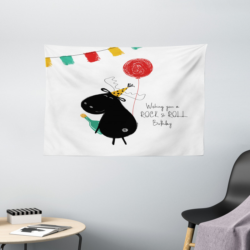 Rock and Roll Moose Wide Tapestry