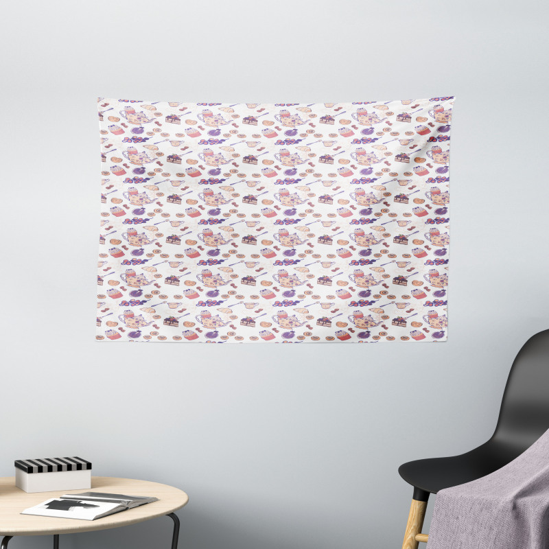 Cinnamon Rolls Croissant Wide Tapestry