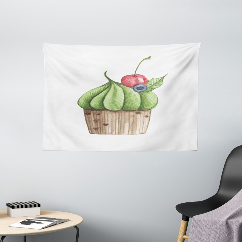 Tasty Cherry Food Graphic Wide Tapestry