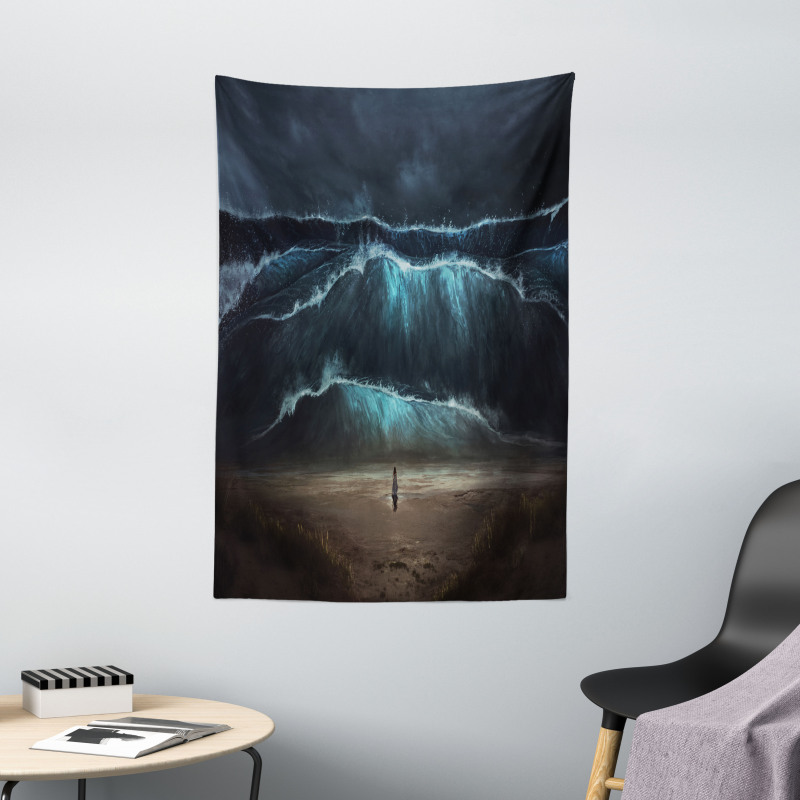 Gothic Wave Alone Woman Tapestry