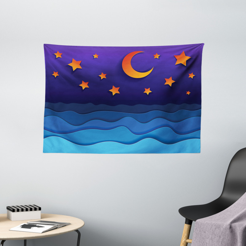 Paper Cut Style Sky Wide Tapestry