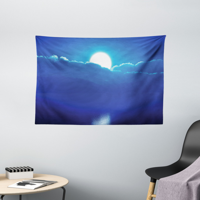 Moonlit Sky and Clouds Wide Tapestry