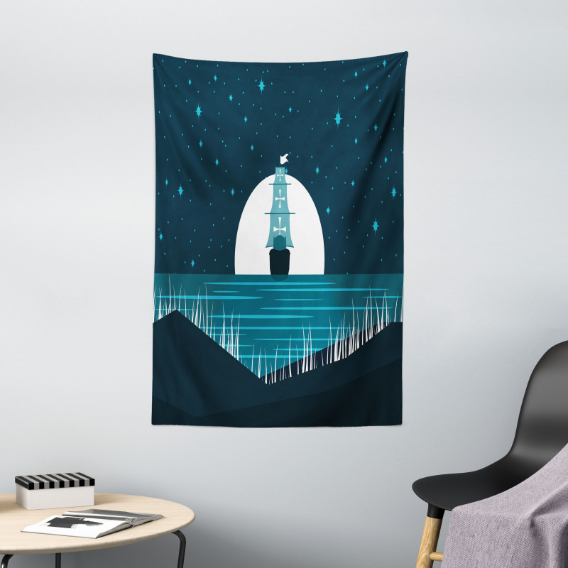 Moonlight on Water Ship Tapestry