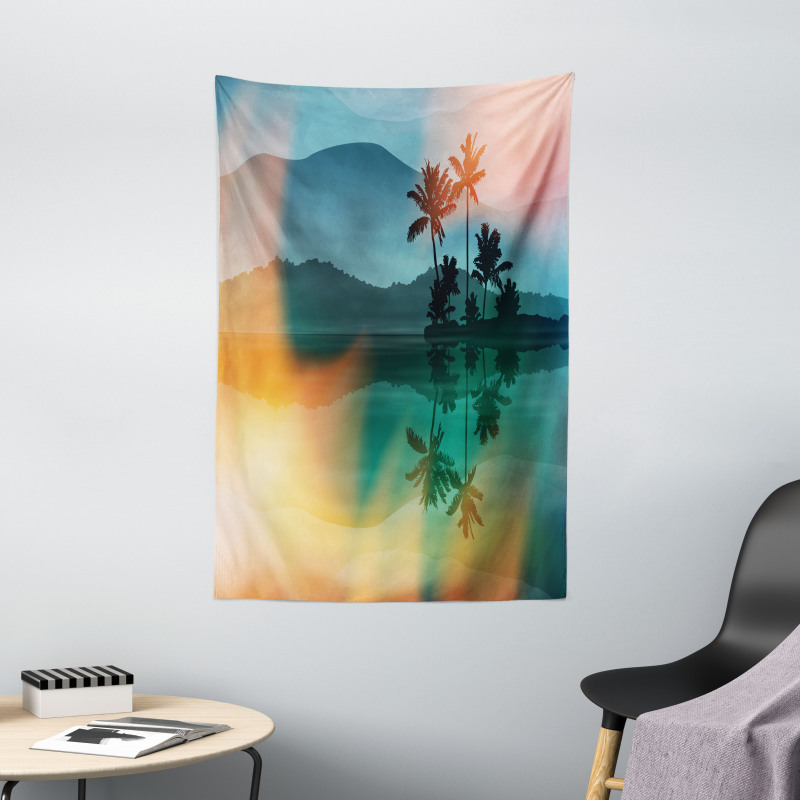 Sea and Palm Trees Art Tapestry