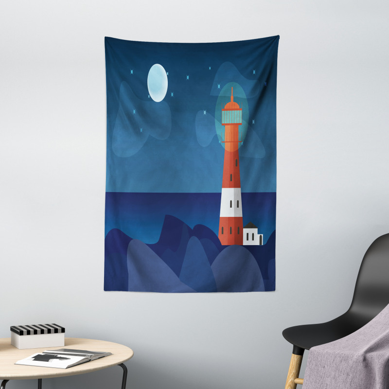 Lighthouse at Night Tapestry