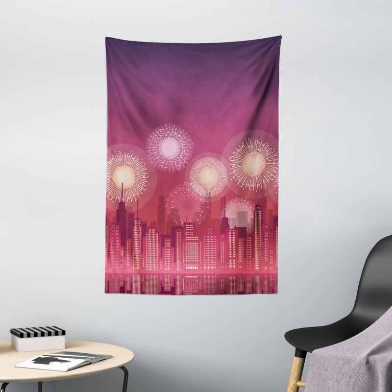 Cityscape Fireworks Tapestry