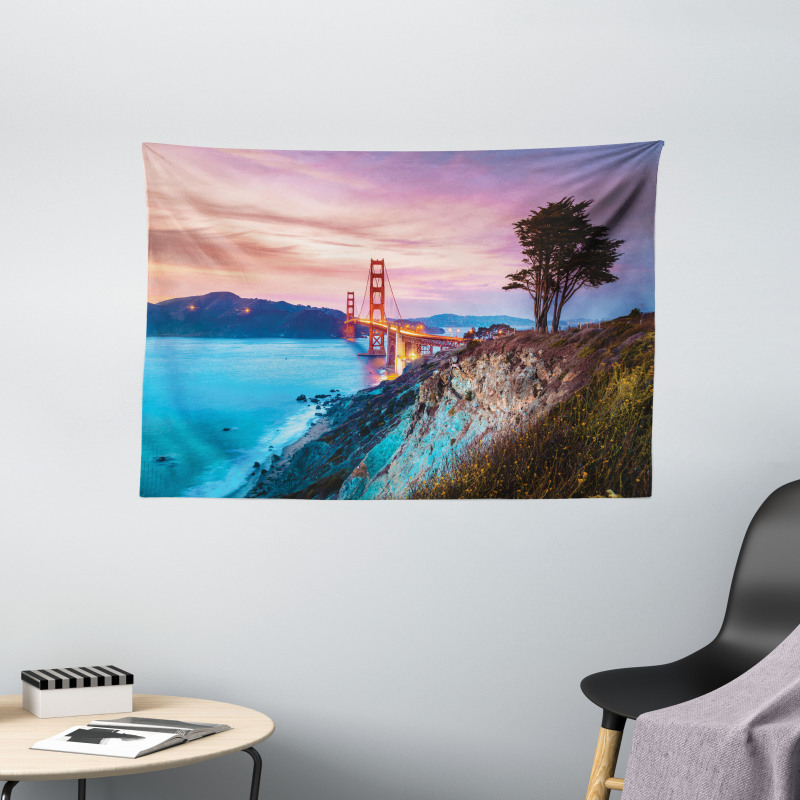 Golden Gate Bridge Tree Wide Tapestry