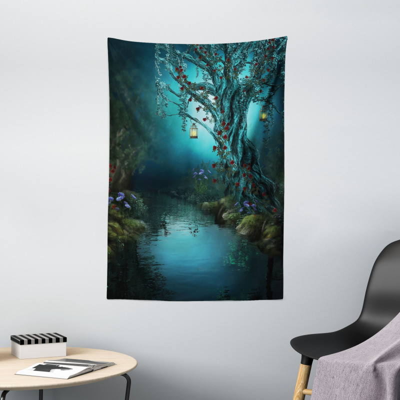 Mystical Forest Lake Tapestry