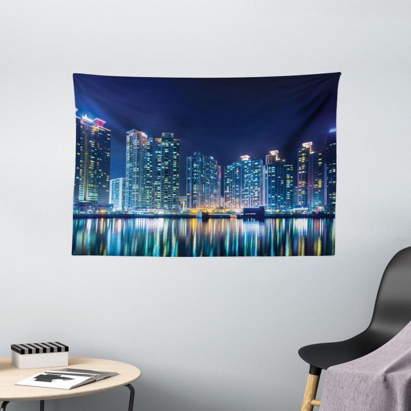 Urban Skyline Photo Wide Tapestry