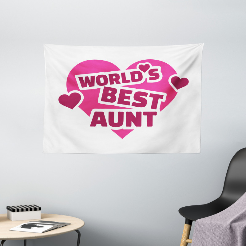 World's Best Aunt Lettering Wide Tapestry