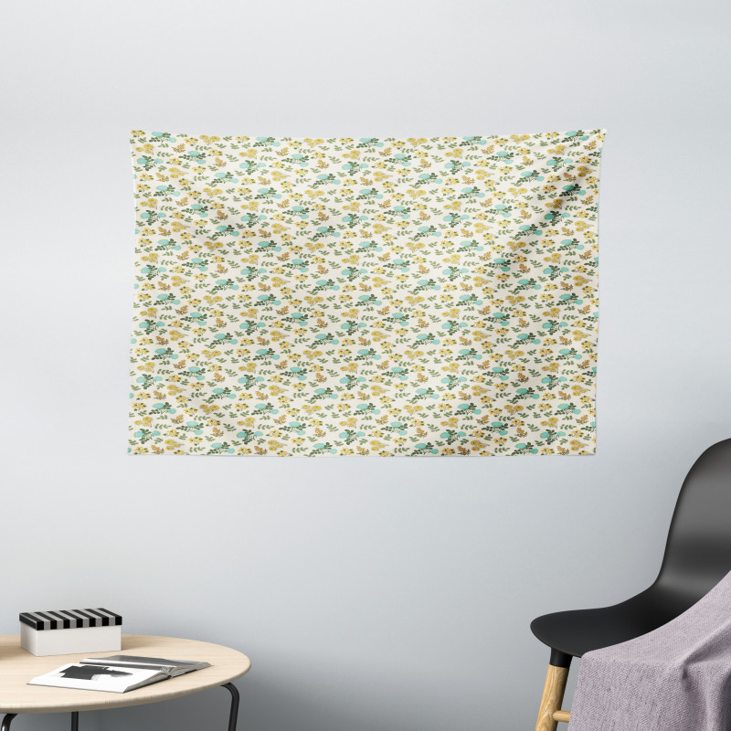 Herbs Flourishing Flowers Wide Tapestry