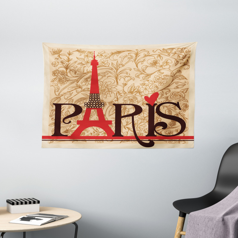 Paris Eiffel Tower View Wide Tapestry