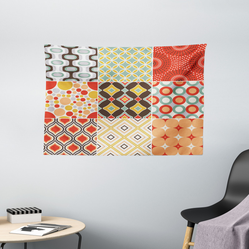 Vintage Abstract Shape Wide Tapestry