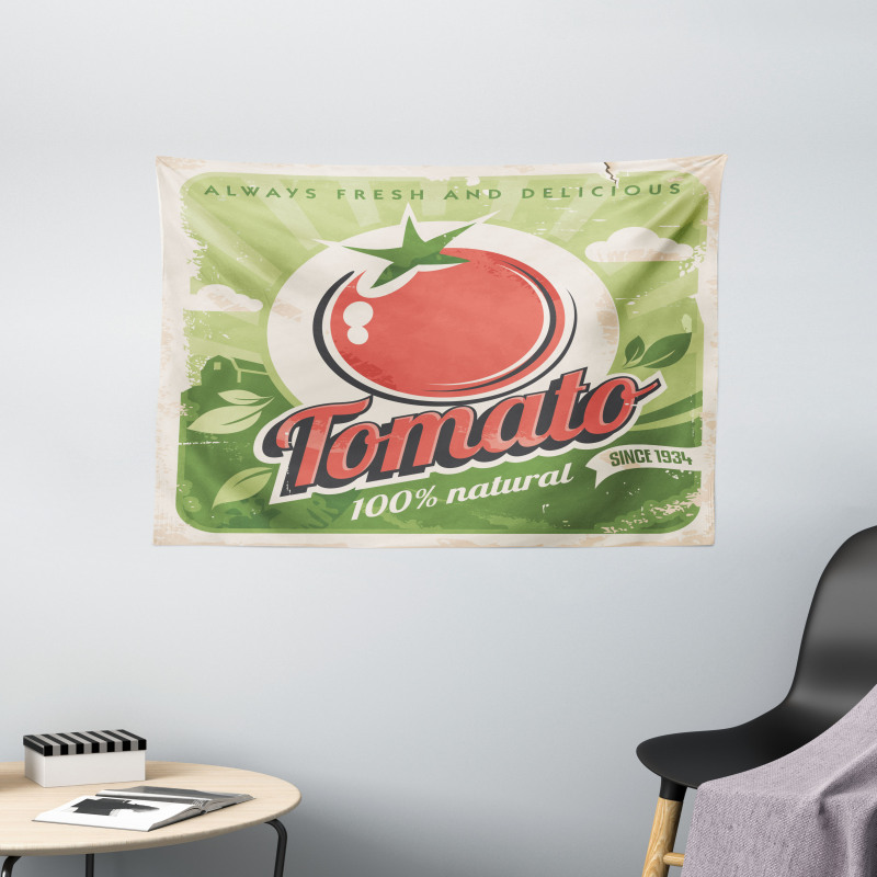 Vintage Tomato Poster Wide Tapestry