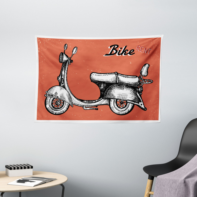 Scooter Bicycle Sign Wide Tapestry
