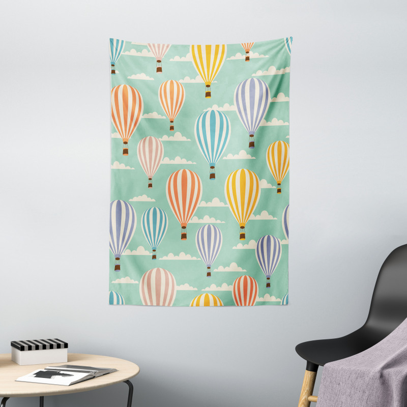 Retro Travel Balloons Tapestry