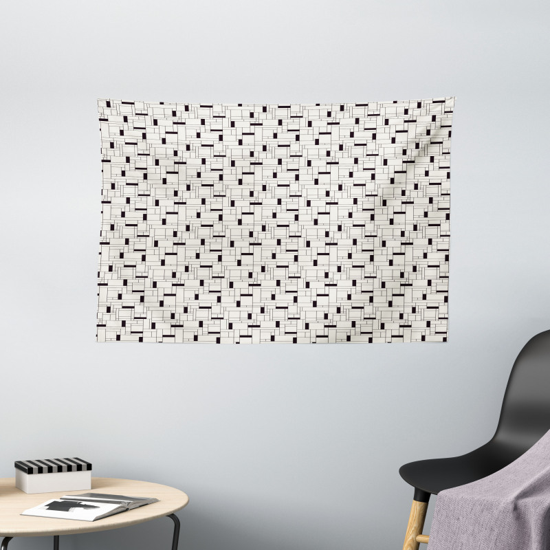 Modern Rectangular Grid Wide Tapestry