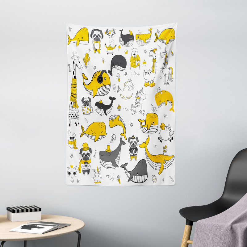 Childish Funny Animals Tapestry