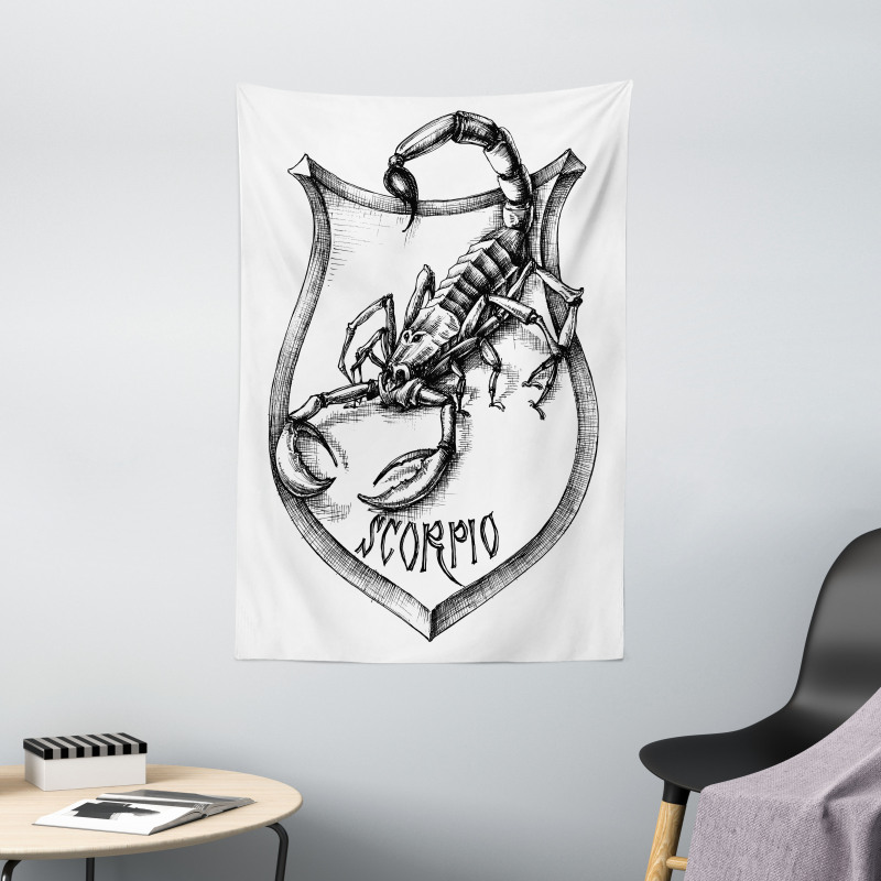 Black and White Scorpio Tapestry