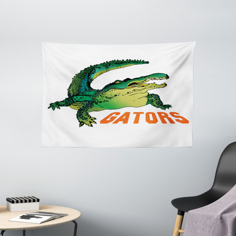 Wild Alligator Crocodile Wide Tapestry