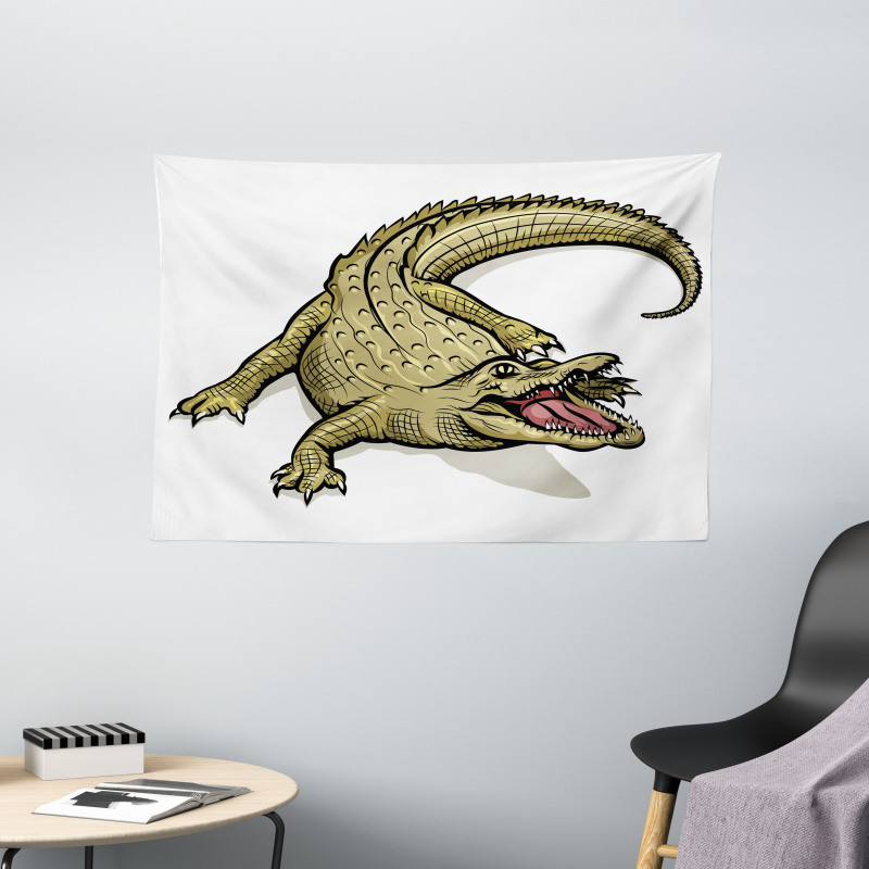 Exotic Wild Crocodile Wide Tapestry