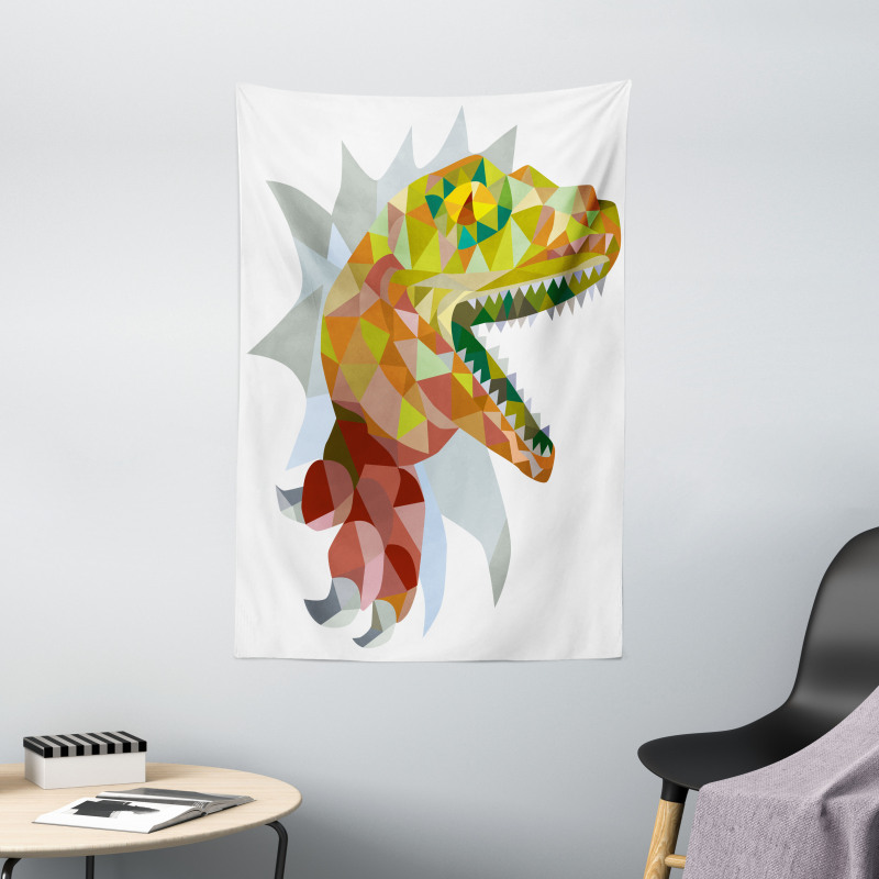 Colorful Mosaic T-rex Tapestry