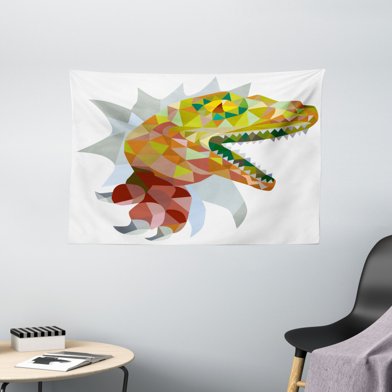 Colorful Mosaic T-rex Wide Tapestry