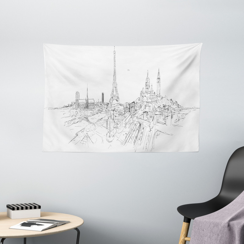 Cityscape Art Wide Tapestry