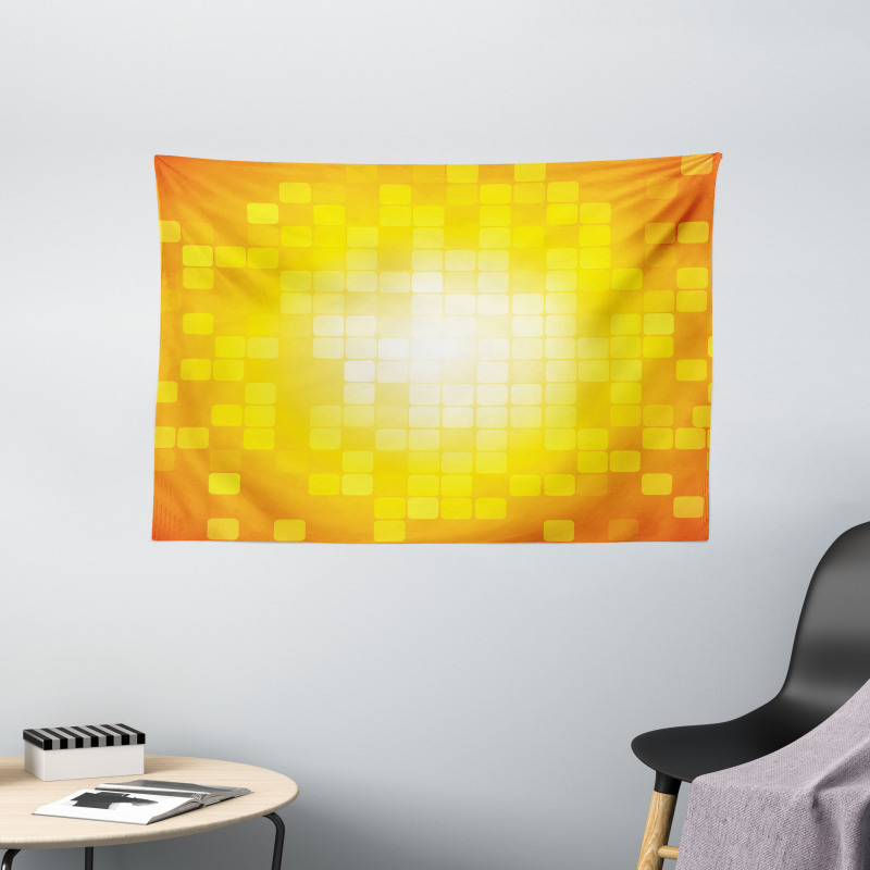 Retro Pixel Art Squares Wide Tapestry