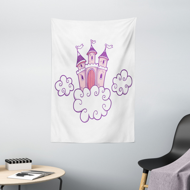 Dreamy Fortress Clouds Art Tapestry