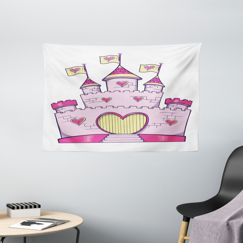 Fantasy Princess Fortress Wide Tapestry