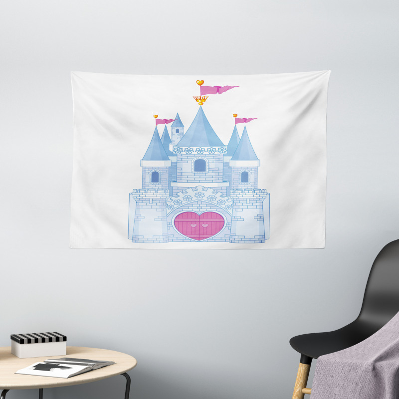 Romantic Fairy Tale Castle Wide Tapestry