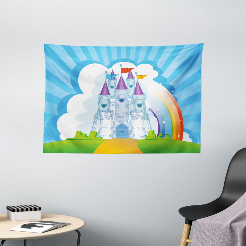 Rainbow Fortress Princess Wide Tapestry