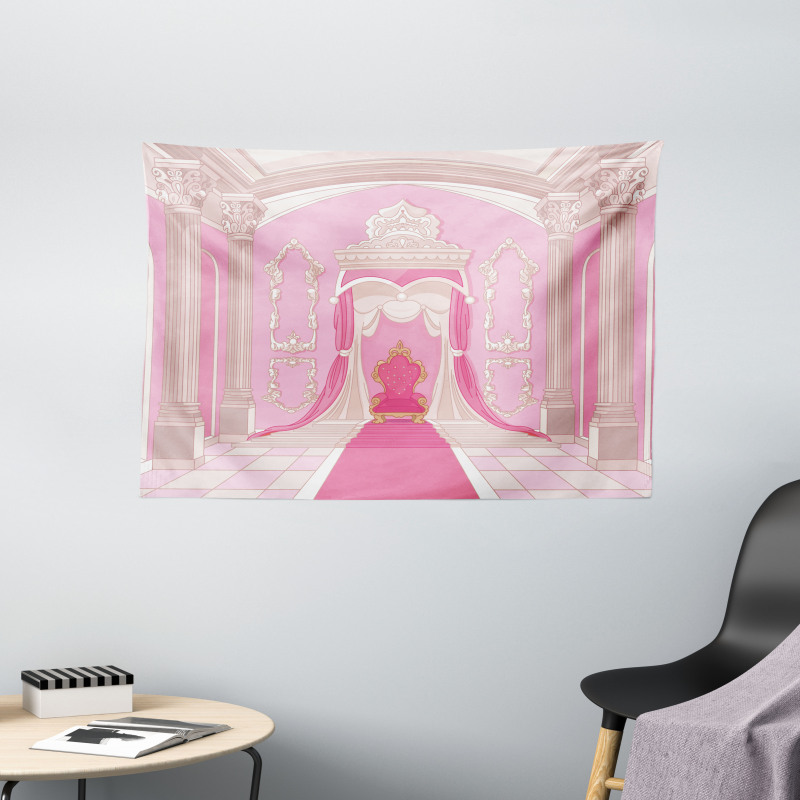 Fantasy Cartoon Room Graphic Wide Tapestry