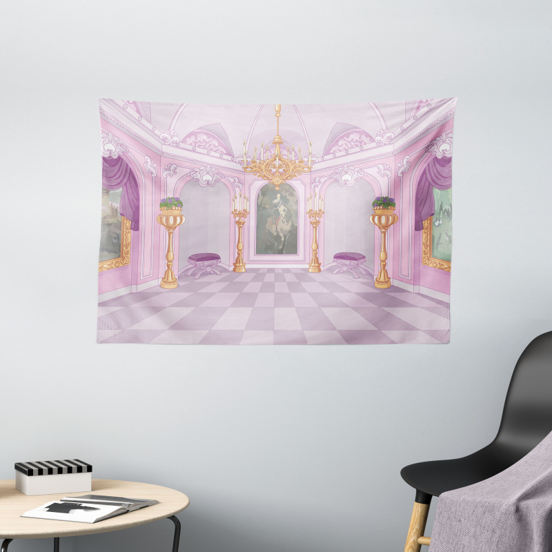 Palace Interiors Cartoon Wide Tapestry