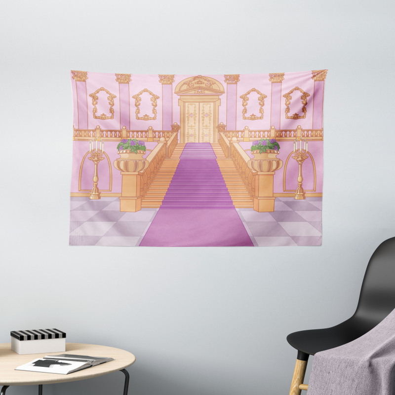 Palace Cartoon Interior Art Wide Tapestry