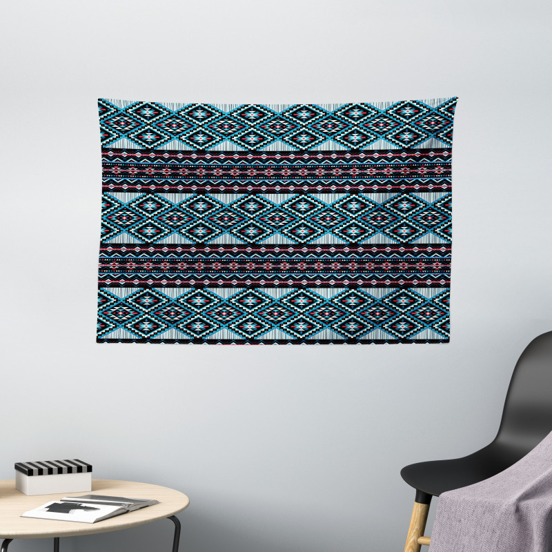 Geometric Triangles Ornate Wide Tapestry