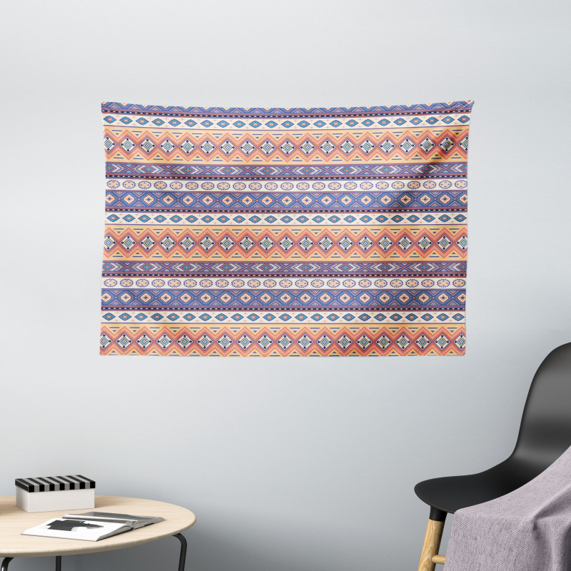 Mexican Inspired Lines Art Wide Tapestry