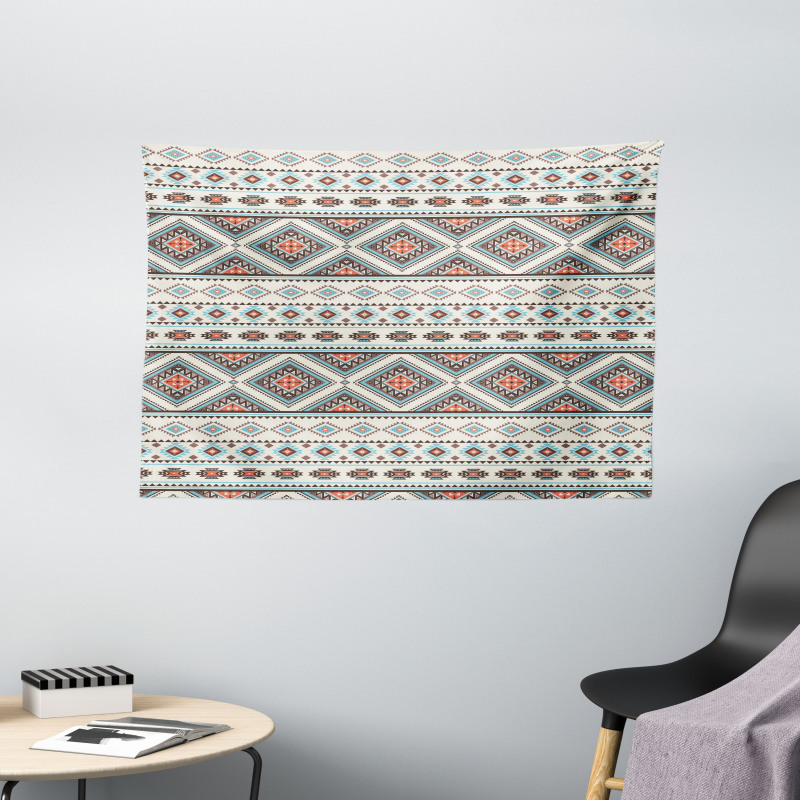 Retro Style Native Ornaments Wide Tapestry