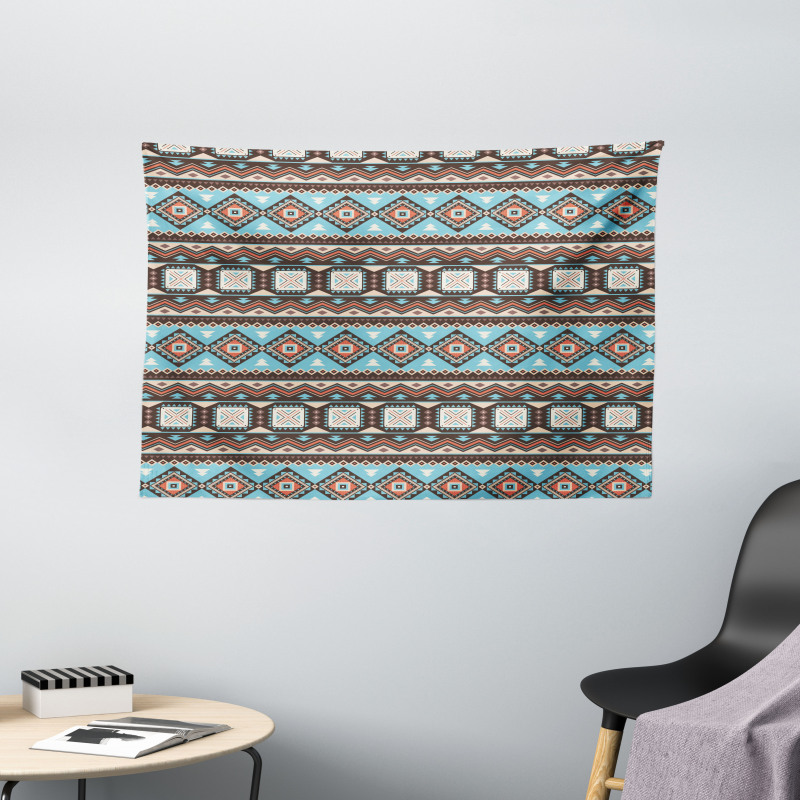 Scandinavian Vintage Motifs Wide Tapestry