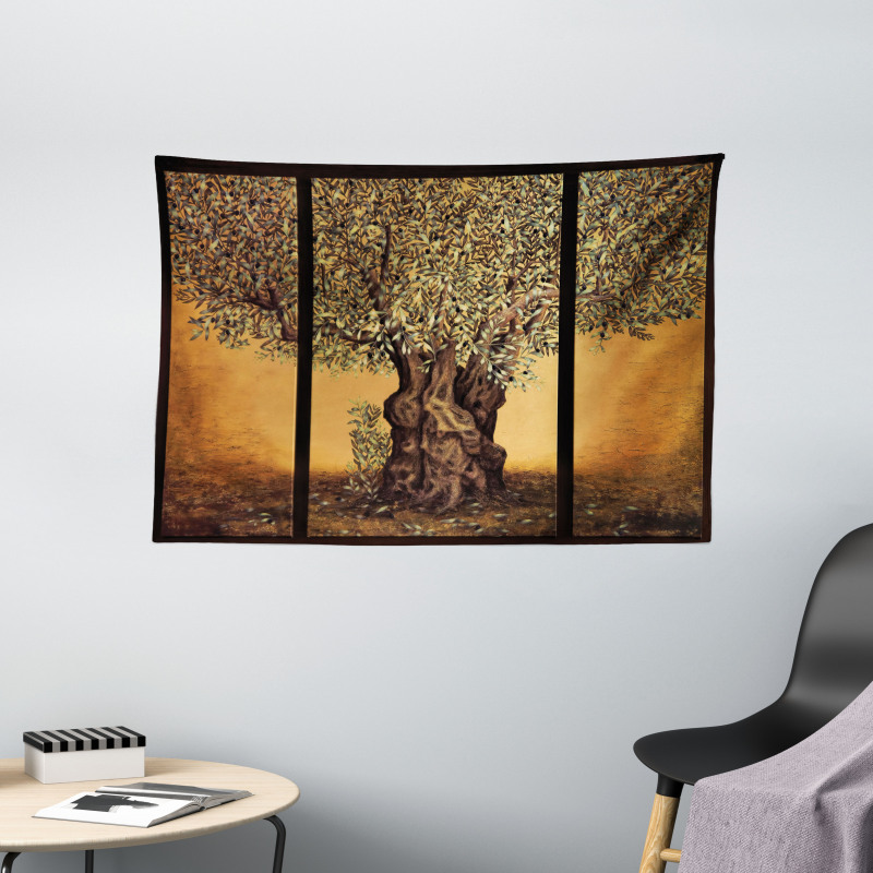 Greece Olive Trees Wide Tapestry