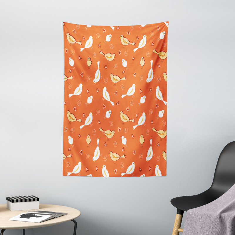 Birds with Heart Shapes Tapestry