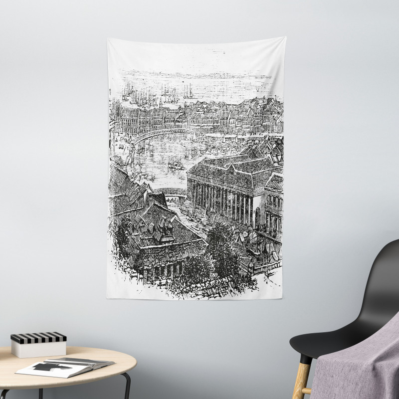 Vintage City Silhouette Tapestry