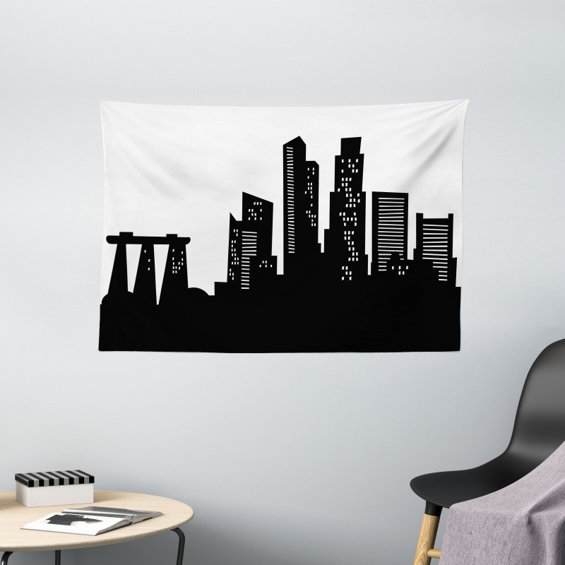 Urban Buildings Scene Wide Tapestry