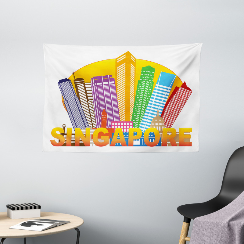 Typography and Skyline Wide Tapestry