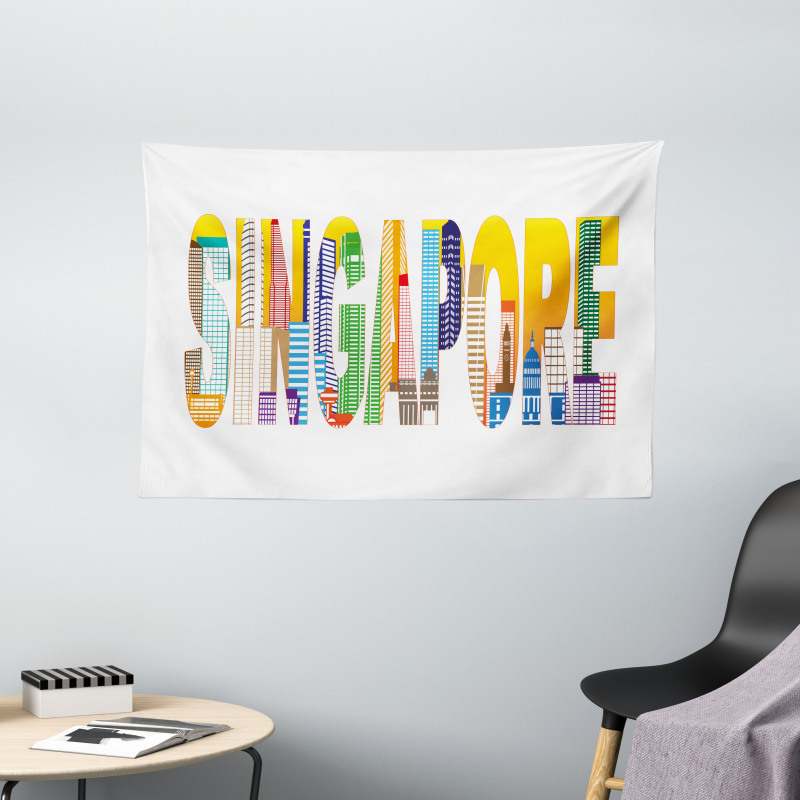 Vibrant Lettering Design Wide Tapestry